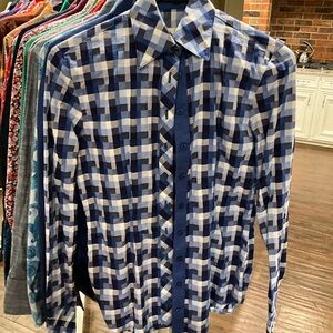 Blue Checkered Blue trim